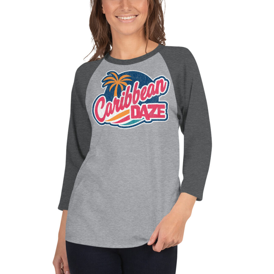 Caribbean Daze Weathered 3/4 sleeve Baseball tee shirt - Image 6