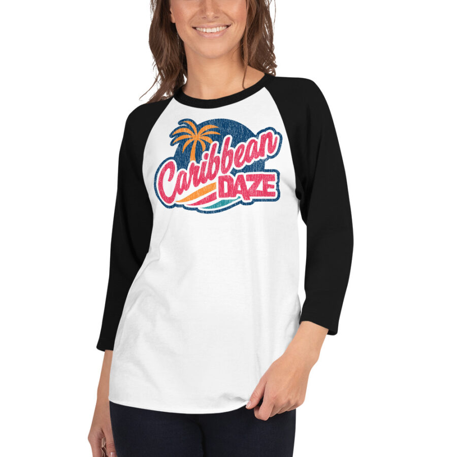 Caribbean Daze Weathered 3/4 sleeve Baseball tee shirt - Image 7